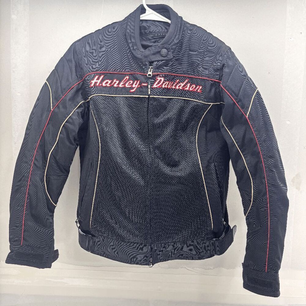 Harley Davidson Motorcycles Womens M American Legend Padded Jacket Spell Out EUC